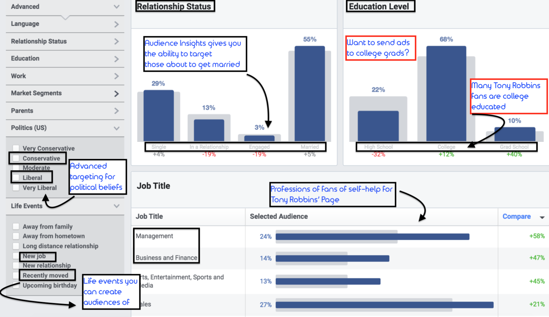 Check out how the audience insight tool Facebook looked like.