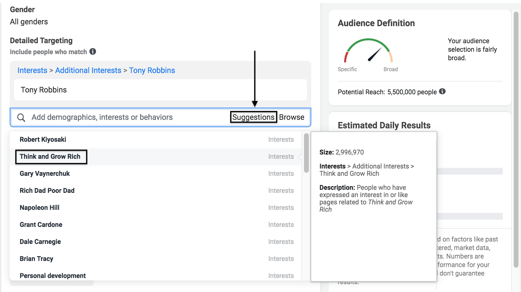 Facebook auto-recommendations are a part of Business suit, an alternative to Facebook insight audience tool.