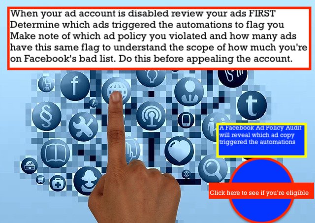 One of the error messages you can receive for a disabled Facebook ad account.
