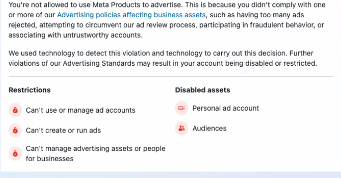 How to fix a disabled Facebook Ad Account after being notified of it 