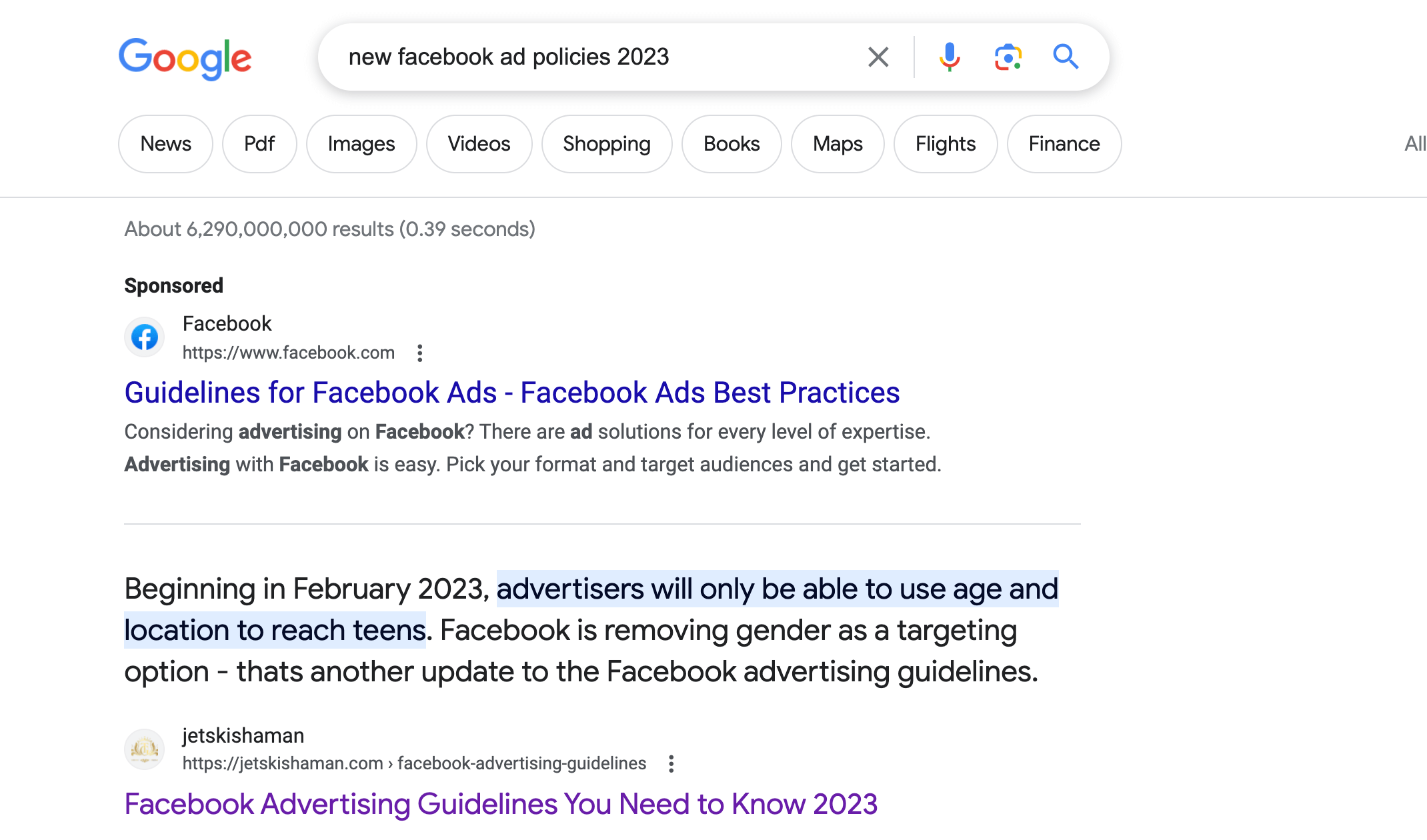 Facebook ad policy