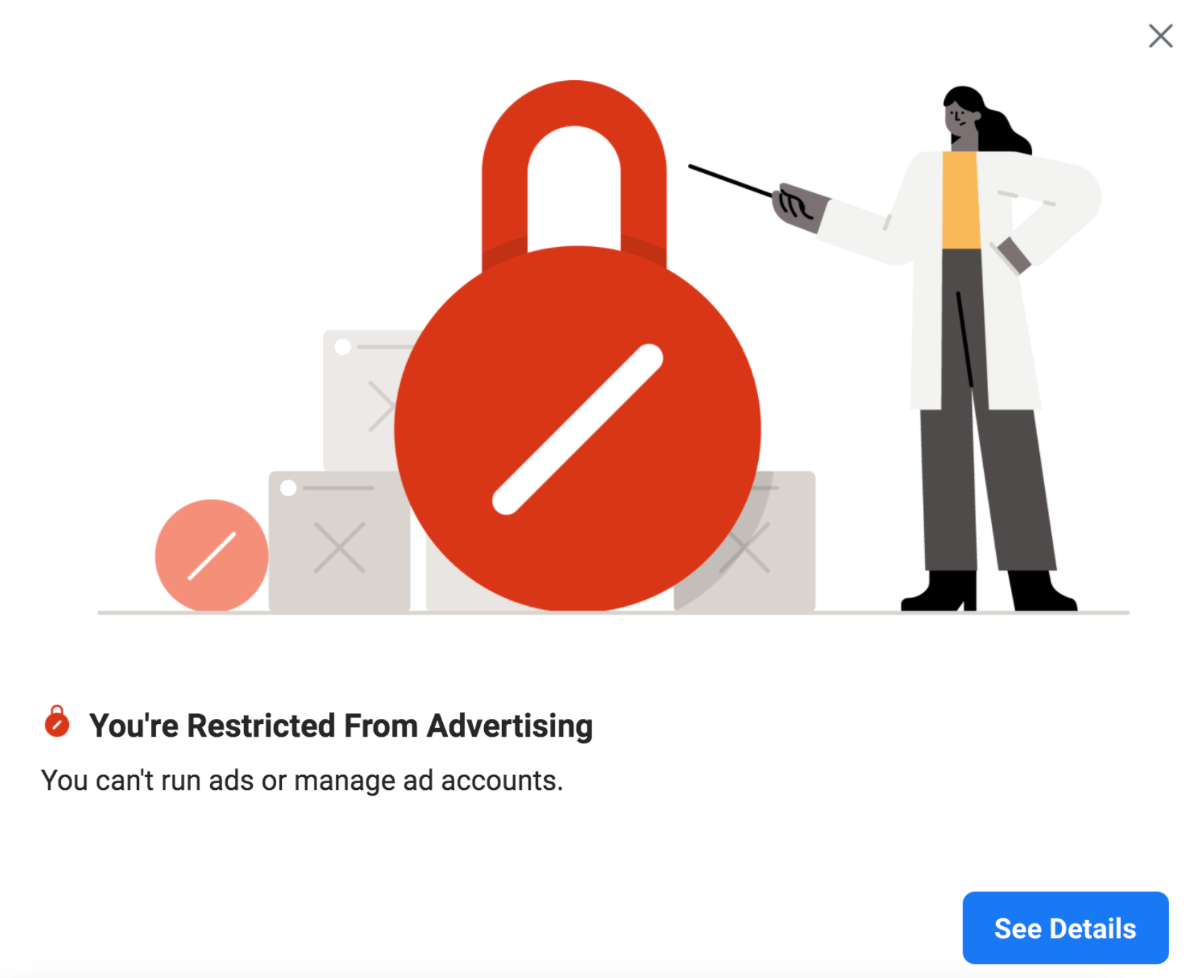 Facebook account restricted from advertising
