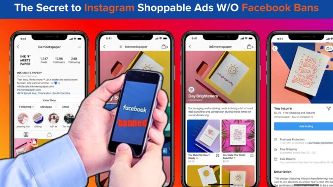 disabled facebook ad account over pic IG shoppable